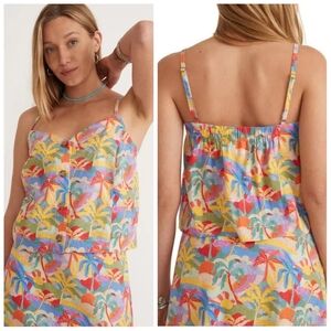 Marine Layer Celeste Cami Palm Scene XS New